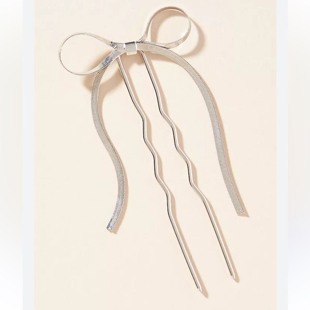 Silver Hair Bow pin A954